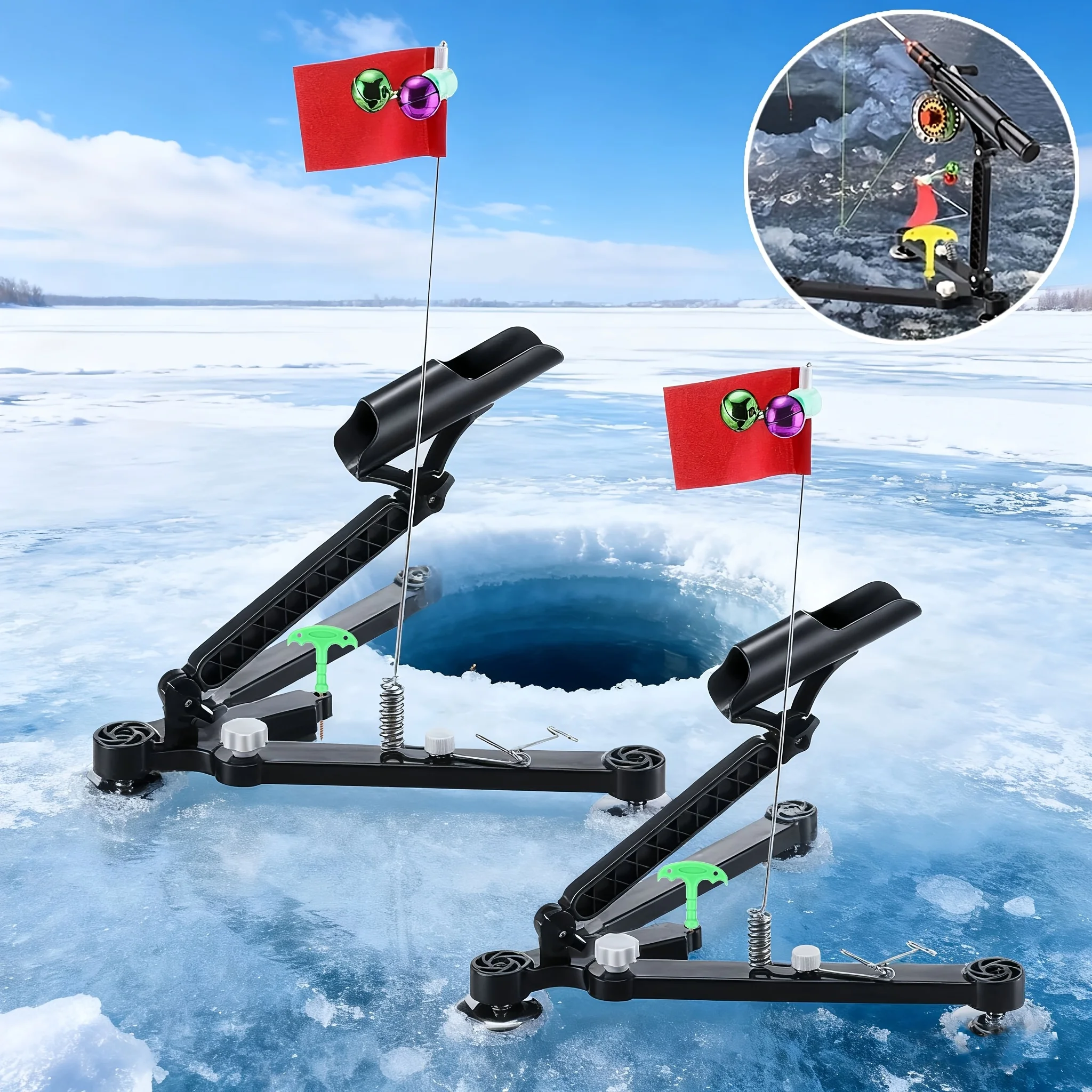 Fishing Rod Ice - 1 Set Eisangel-Rutenhalter – Angelglocke (zufällige