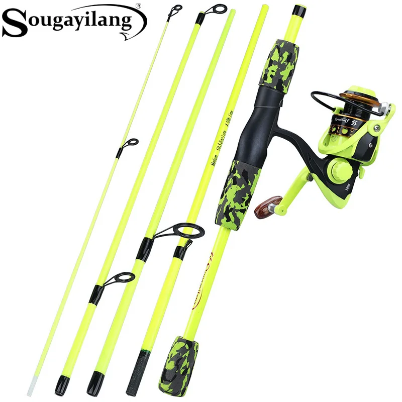 Fishing Rod Building Kit - Sougayilang Tragbare 5-teilige Rot/Gelbe Angelrute Combo