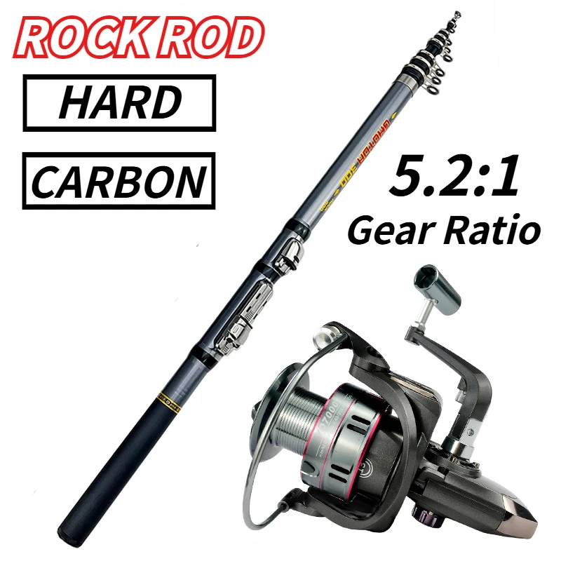 Fishing Rod Surf - Ultraleichte tragbare Teleskop-Felsen-Angelrute-Kombination, 1,5–3,0 m, kurze