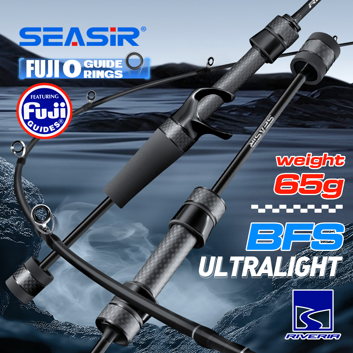 Fishing Rod Surf - Seasir Riveria BFS Ultraleichte Spining-Baitcasting-Angelrute, FUJI